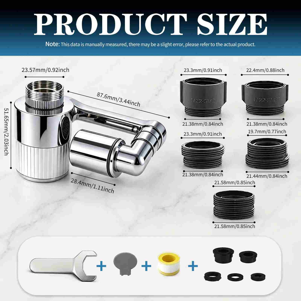 3D Swivel Faucet Aerator Filter Set - 360-Degree Rotatable