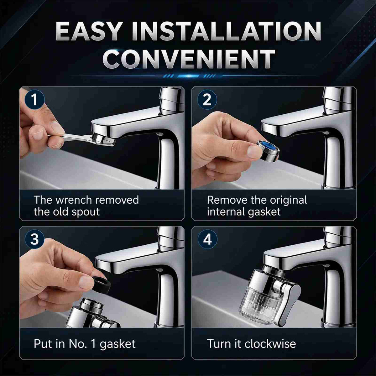 3D Swivel Faucet Aerator Filter Set - 360-Degree Rotatable