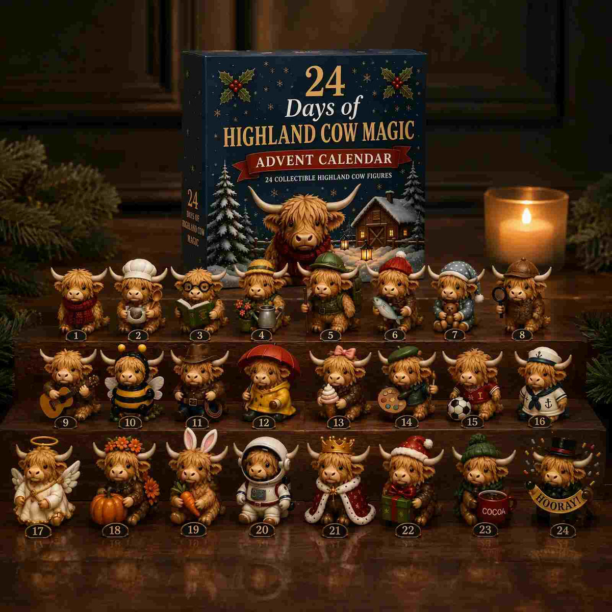 24-Day Highland Cow Christmas Advent Calendar