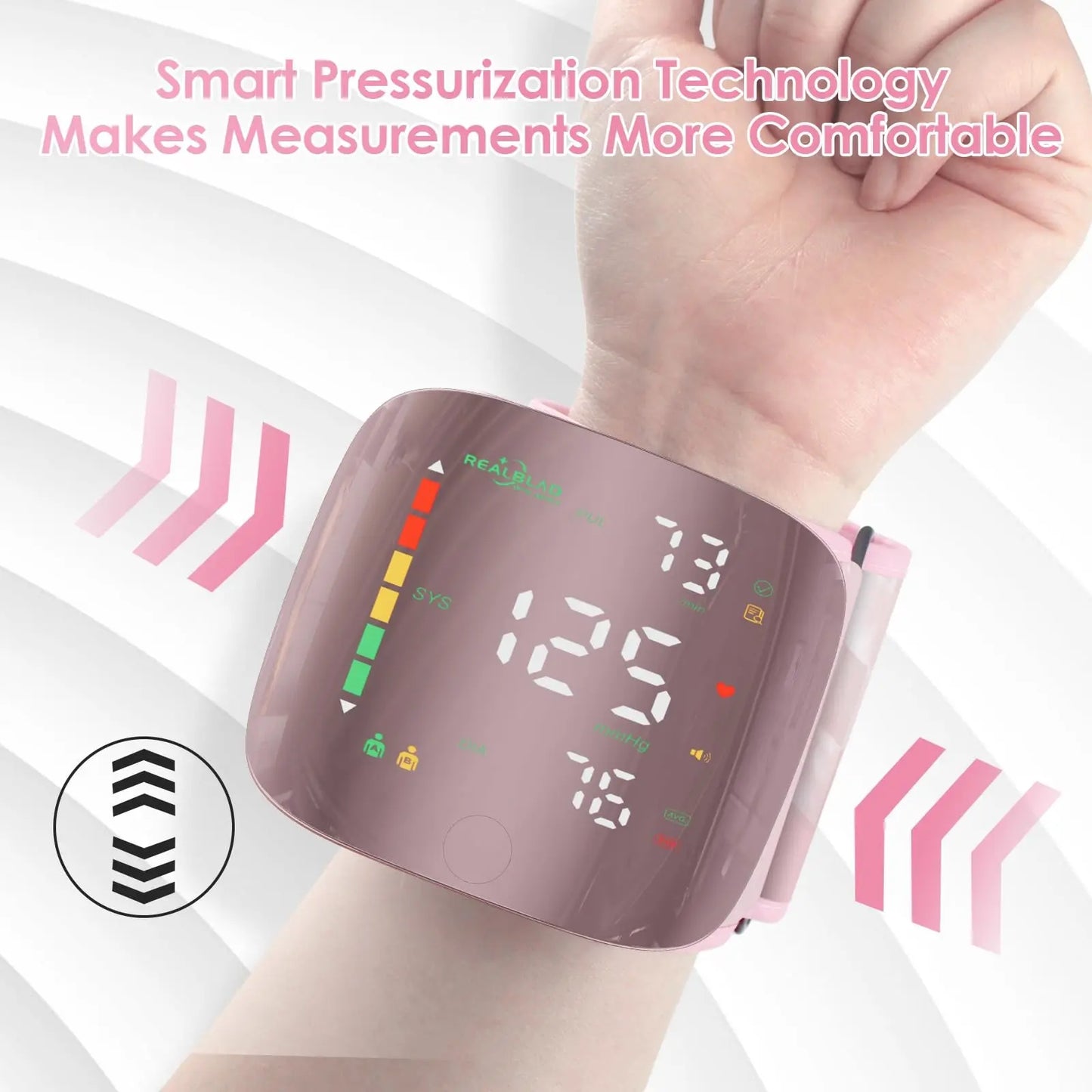 One-Touch Curved Screen Wrist Blood Pressure Monitor