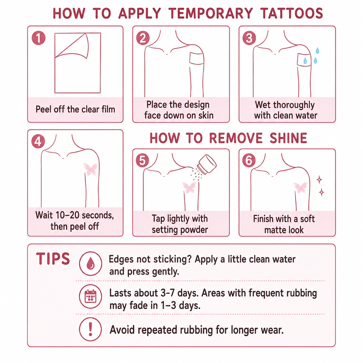 Power Daisy Temporary Tattoo Stickers