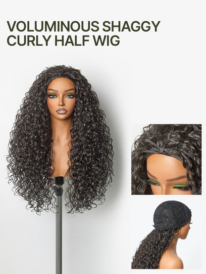[Blend] Frodio 26" Veralux™ Blend Human Hair 3in1 Half Wig Ready To Wear Shaggy Waves Big Hair Curly Hair Wig