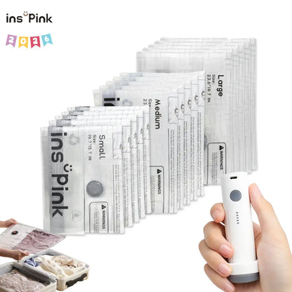 (9 Pcs) Inspink Travel Vacuum Compression Storage Bags with USB