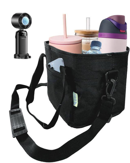 Family Size 4 Compartment Drink Bag, Multiple Tumbler Carrier Caddy Drinkware Insulated Sturdy Bottle