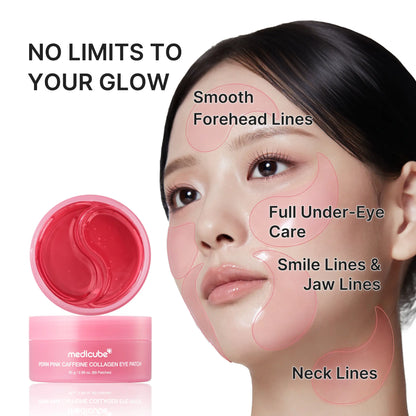 [NEW] [medicube] PDRN Pink Caffeine Collagen Eye Patch for Night CareㅣFuller-Looking Eye Area, Under-Eye Puffiness, Dark Circles Care for Smooth, Radiant & Youthful-Looking | Korean Skincare, K-Beauty