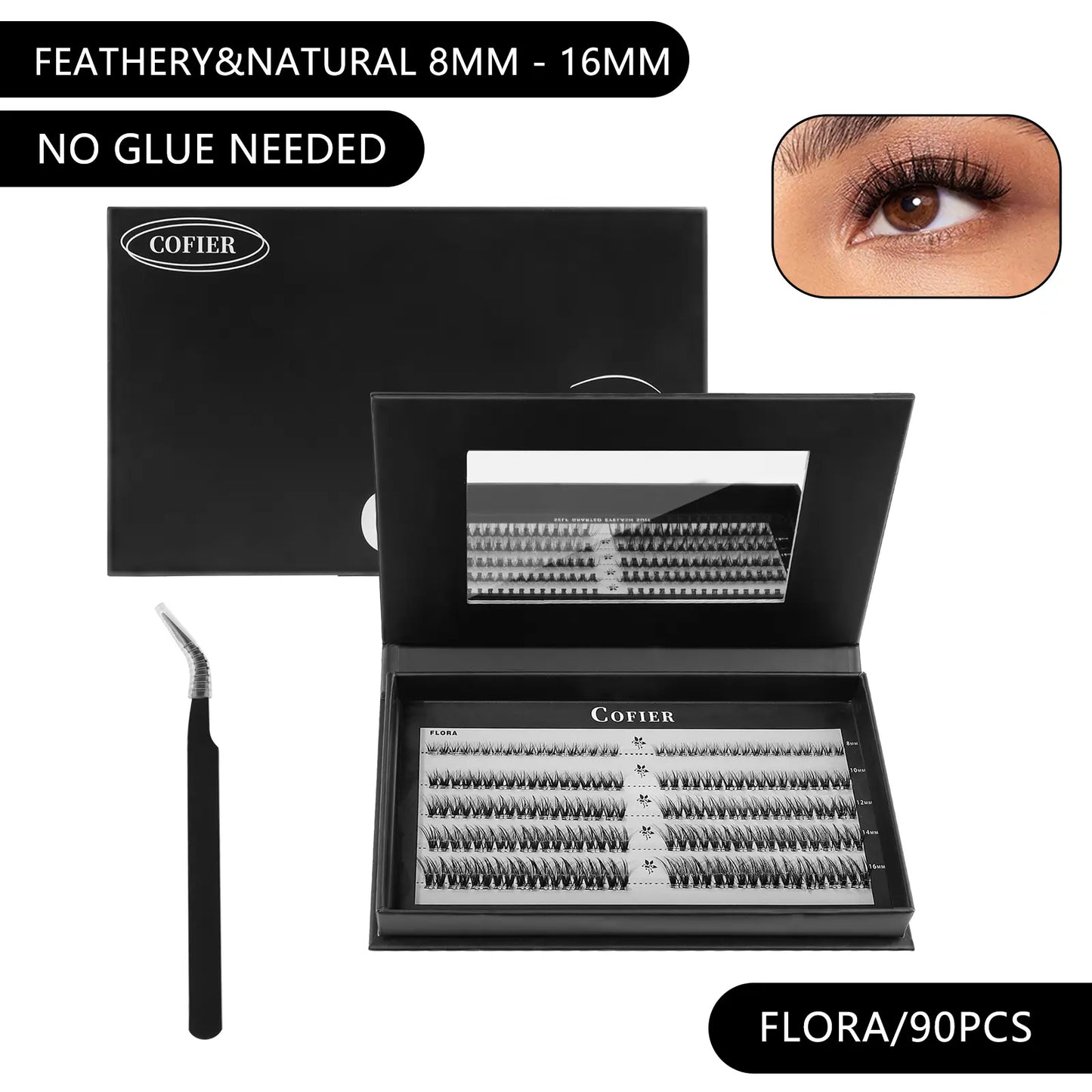 (100 Pcs) 【Hot Style】Cofier No Glue Lash Kit Jelly