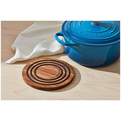 Magnetic Wooden Trivet 8 Inch Acacia Wood Heat Resistant Silicone Oven to Table Handsfree Kitchen Gadget
