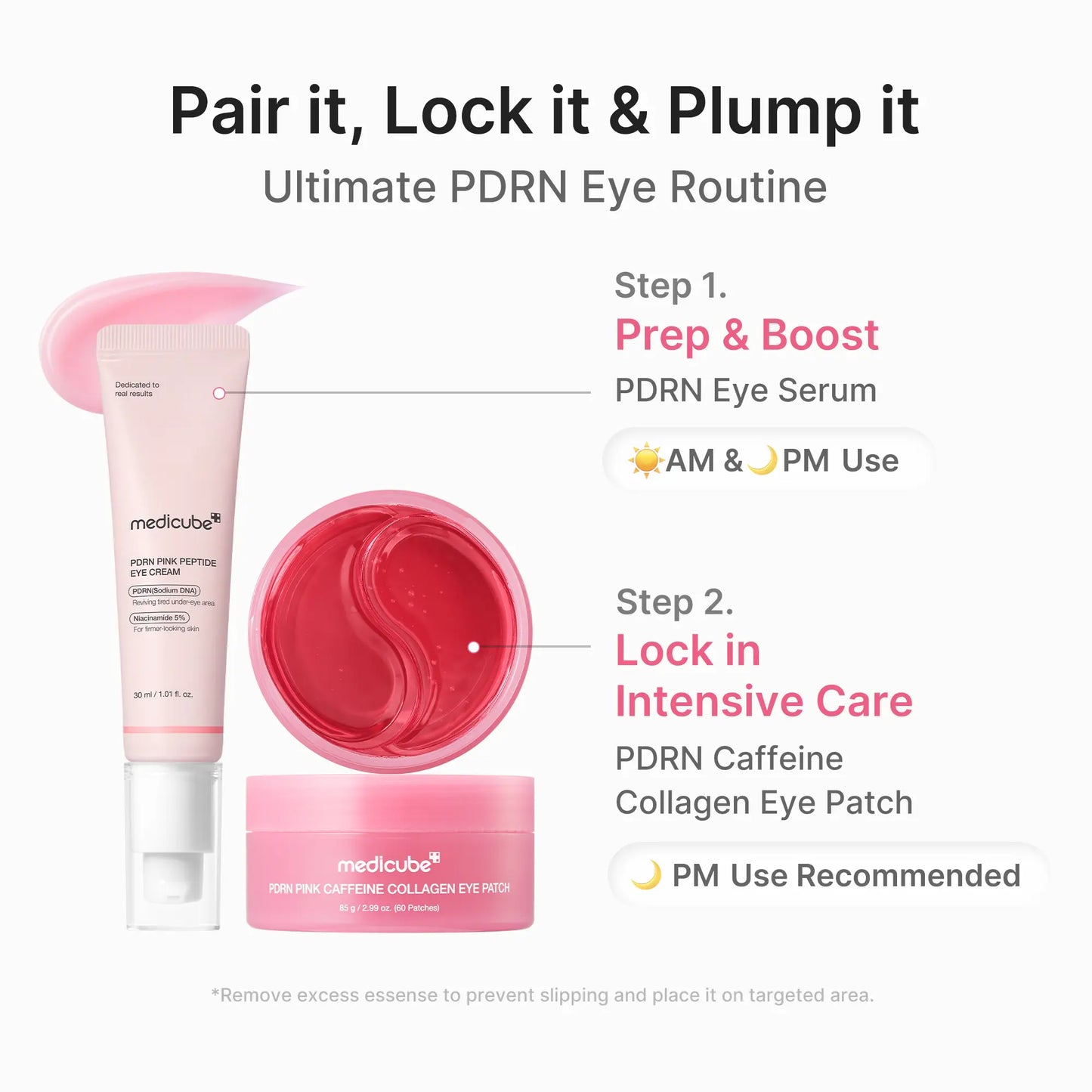 [NEW] [medicube] PDRN Pink Caffeine Collagen Eye Patch for Night CareㅣFuller-Looking Eye Area, Under-Eye Puffiness, Dark Circles Care for Smooth, Radiant & Youthful-Looking | Korean Skincare, K-Beauty