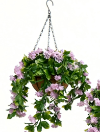 15" Faux Crepe Myrtle Hanging Flower Baskets – Realistic Artificial Hanging Flowers for Porch, Patio & Balcony Decor (Set of 2)