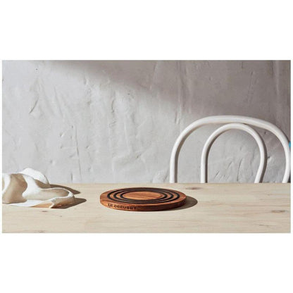 Magnetic Wooden Trivet 8 Inch Acacia Wood Heat Resistant Silicone Oven to Table Handsfree Kitchen Gadget