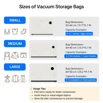 (9 Pcs) Inspink Travel Vacuum Compression Storage Bags with USB