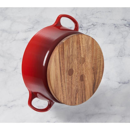 Magnetic Wooden Trivet 8 Inch Acacia Wood Heat Resistant Silicone Oven to Table Handsfree Kitchen Gadget