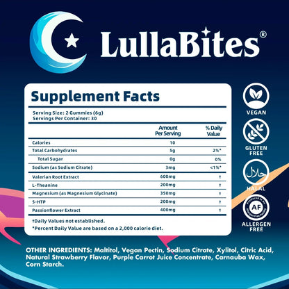 Natural Sleep Gummies - 30 Servings -Sweet Strawberry Stars