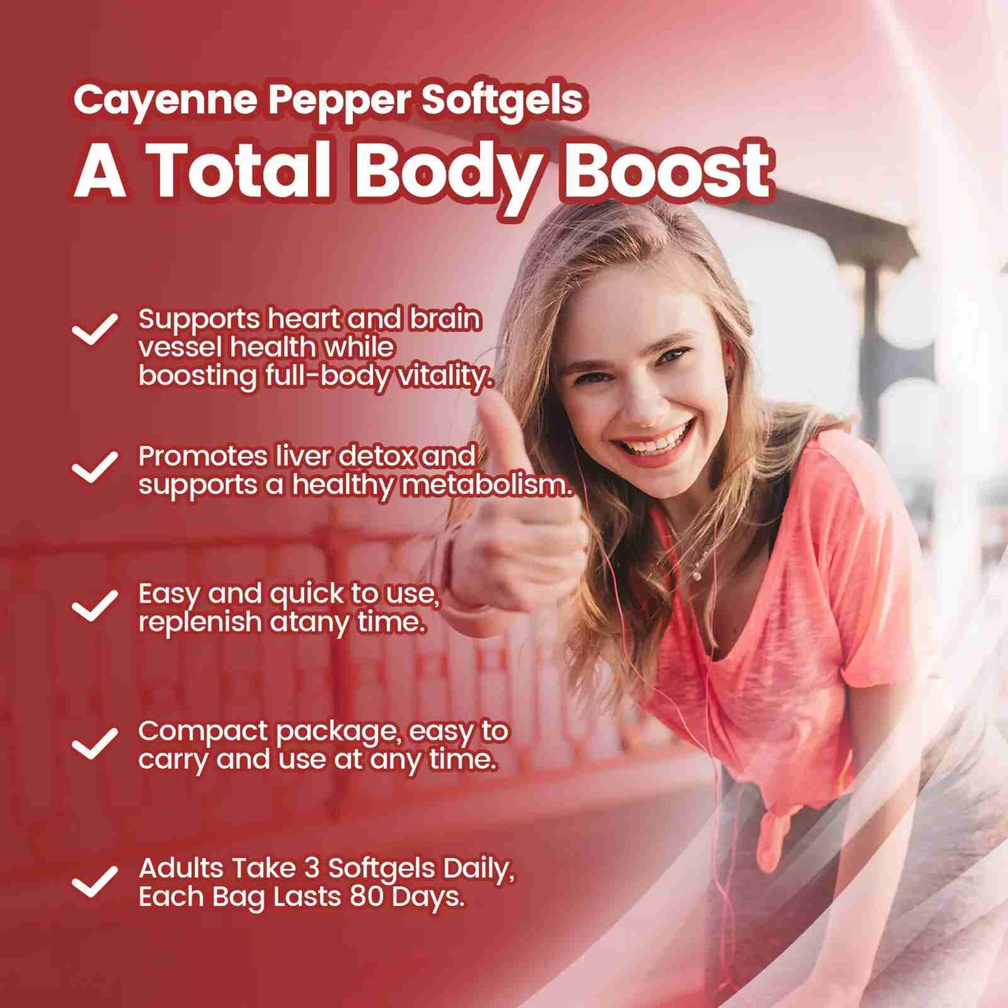 Cayenne Pepper Softgels for Leg Vein, Heart & Circulation Health