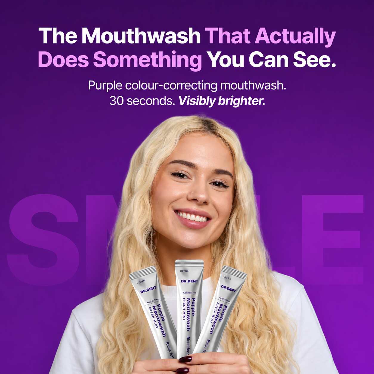 Cancel Yellow Stones in 30 Seconds with Purple Color Correcting Mouthwash