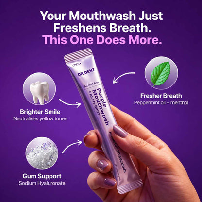 Cancel Yellow Stones in 30 Seconds with Purple Color Correcting Mouthwash