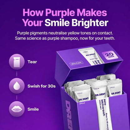 Cancel Yellow Stones in 30 Seconds with Purple Color Correcting Mouthwash