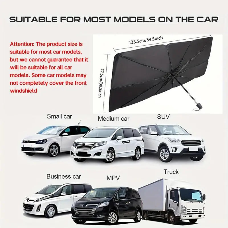 Foldable Automotive Windshield Sun Shade Umbrella — Instant Heat Isolation & UV Block