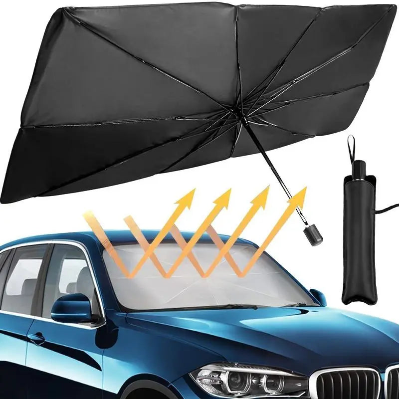 Foldable Automotive Windshield Sun Shade Umbrella — Instant Heat Isolation & UV Block