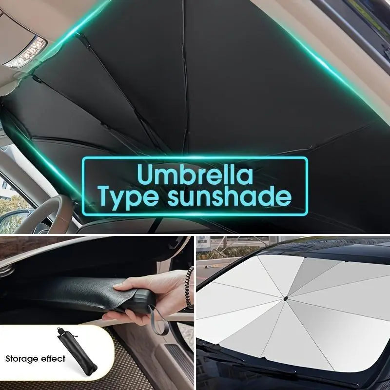 Foldable Automotive Windshield Sun Shade Umbrella — Instant Heat Isolation & UV Block