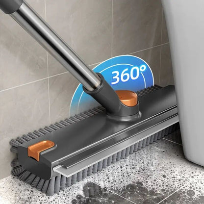 3-in-1 Long Handle Floor Scrub Brush with Squeegee