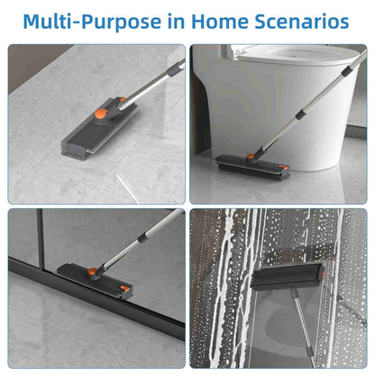 3-in-1 Long Handle Floor Scrub Brush with Squeegee