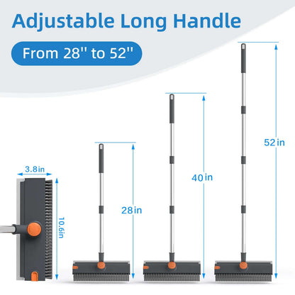 3-in-1 Long Handle Floor Scrub Brush with Squeegee