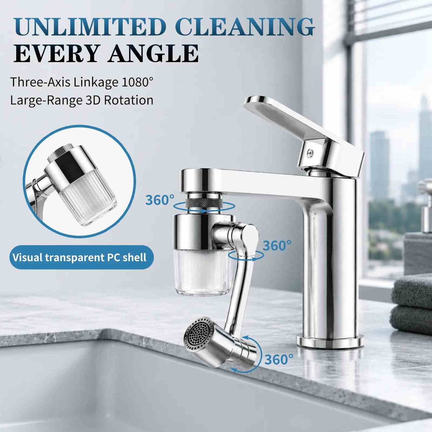 3D Swivel Faucet Aerator Filter Set - 360-Degree Rotatable