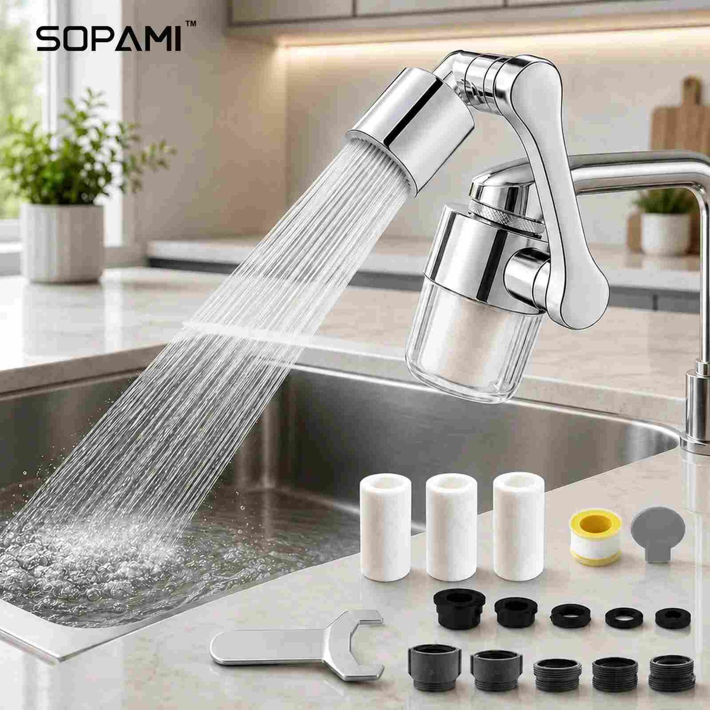 3D Swivel Faucet Aerator Filter Set - 360-Degree Rotatable