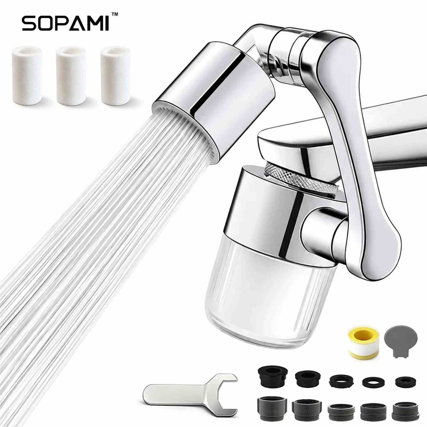 3D Swivel Faucet Aerator Filter Set - 360-Degree Rotatable