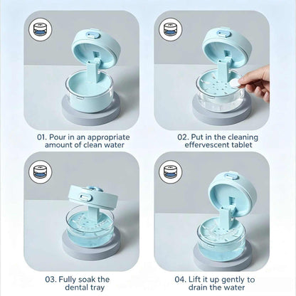 Retainer Cleaner Case Box with Drain Tray & Brush