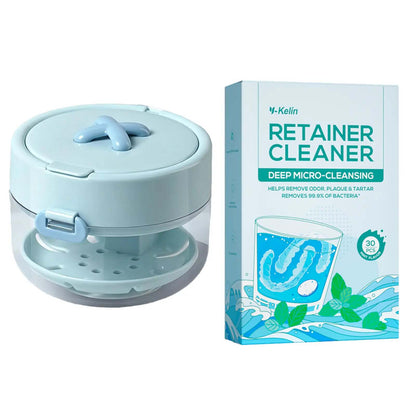 Retainer Cleaner Case Box with Drain Tray & Brush