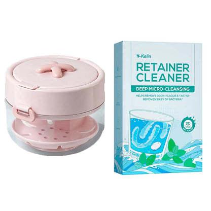 Retainer Cleaner Case Box with Drain Tray & Brush