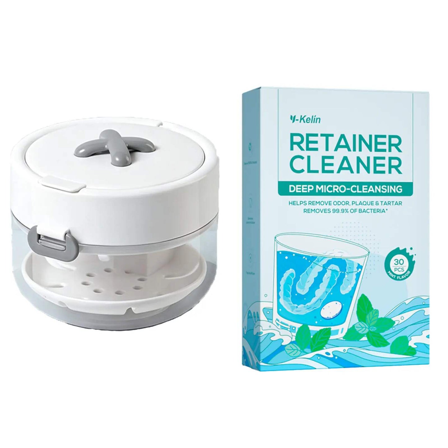 Retainer Cleaner Case Box with Drain Tray & Brush