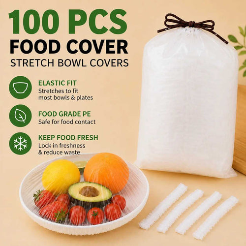 [Buy 1 Get 2 Free] 100PCS Disposable Elastic Food Covers – Stretch Bowl Lids