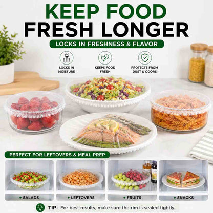 [Buy 1 Get 2 Free] 100PCS Disposable Elastic Food Covers – Stretch Bowl Lids