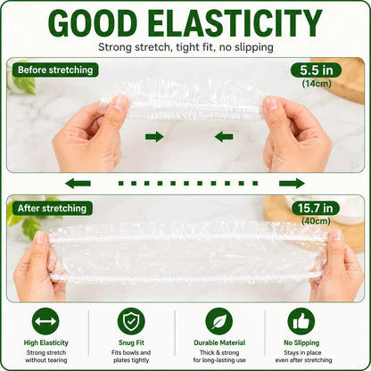 [Buy 1 Get 2 Free] 100PCS Disposable Elastic Food Covers – Stretch Bowl Lids