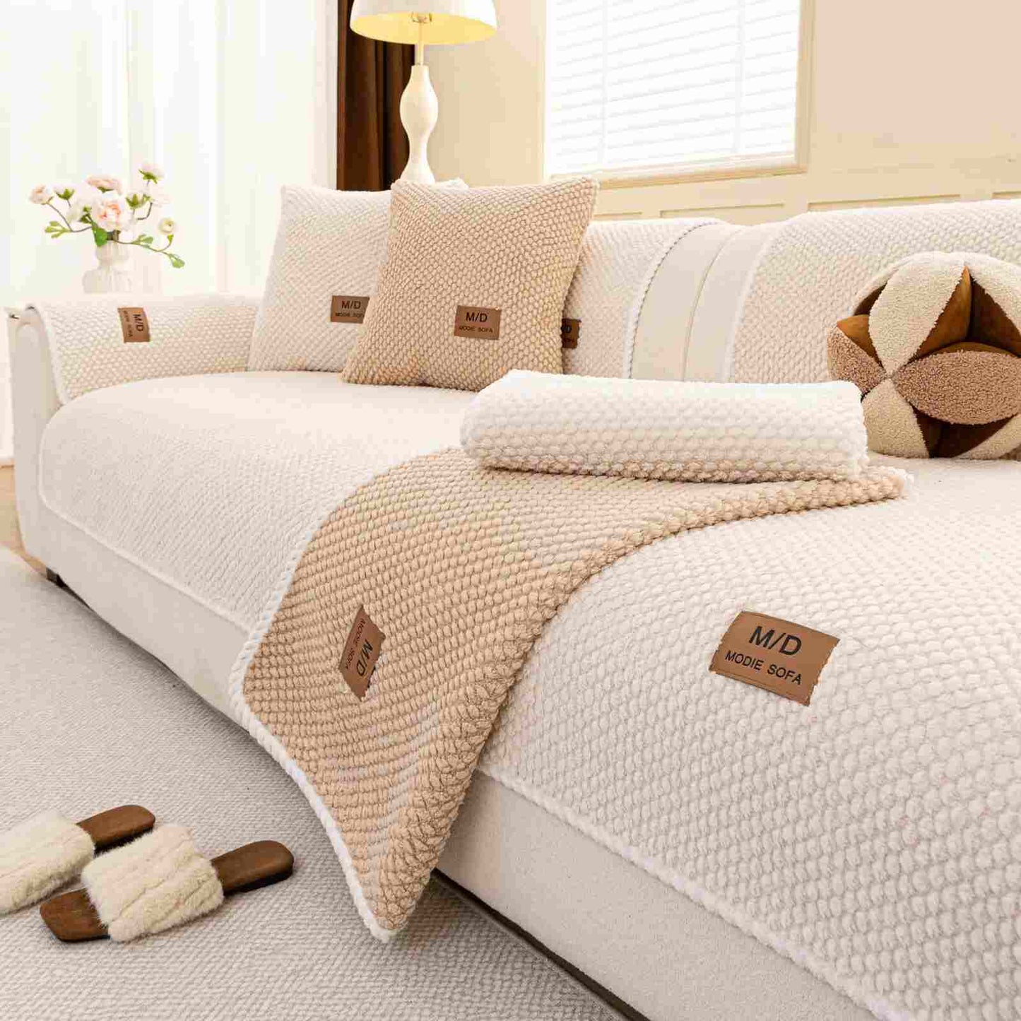 Non-Slip Plush Sofa Cushion Cover