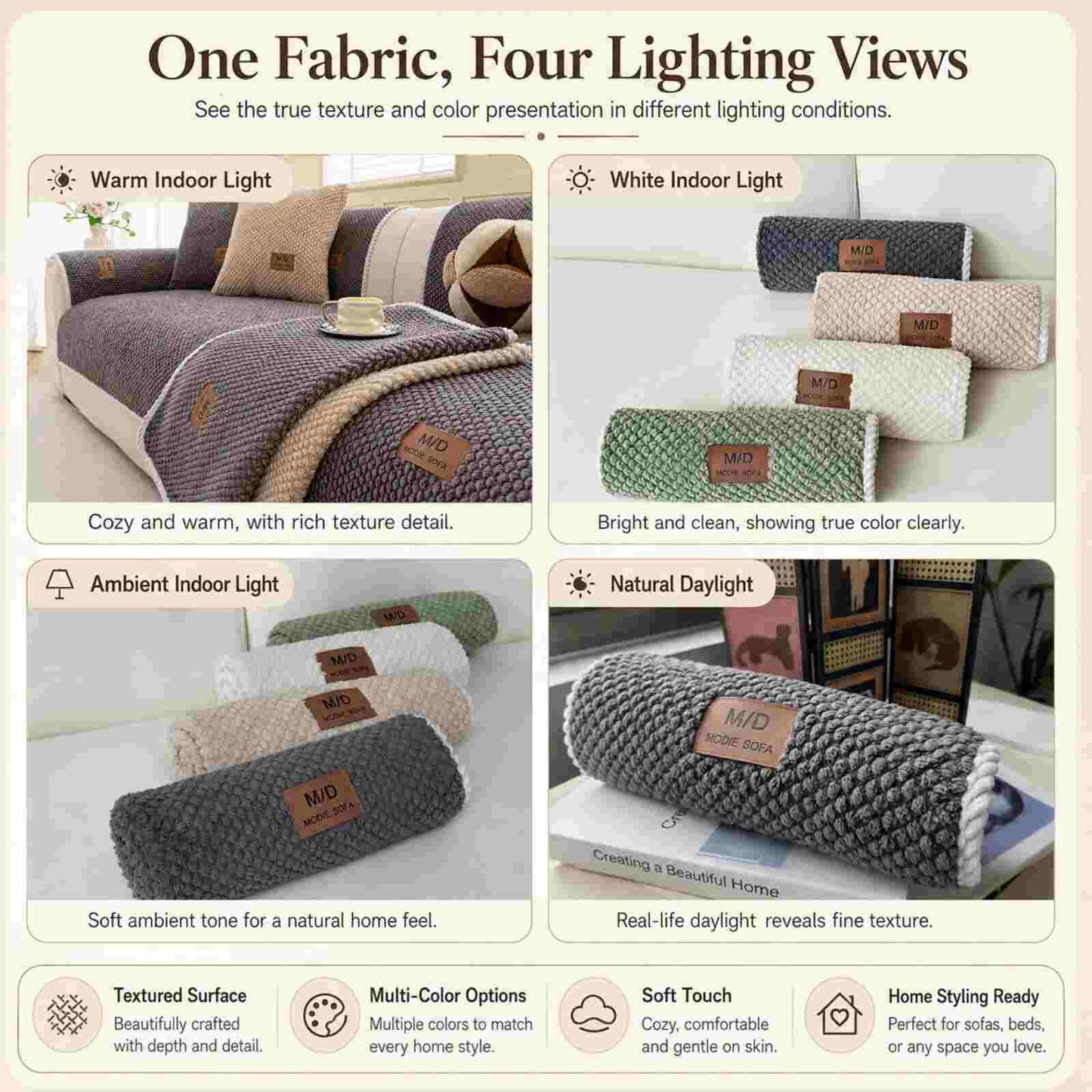 Non-Slip Plush Sofa Cushion Cover