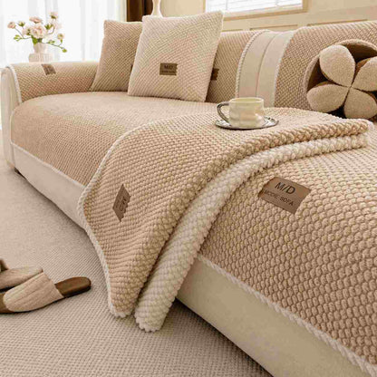 Non-Slip Plush Sofa Cushion Cover