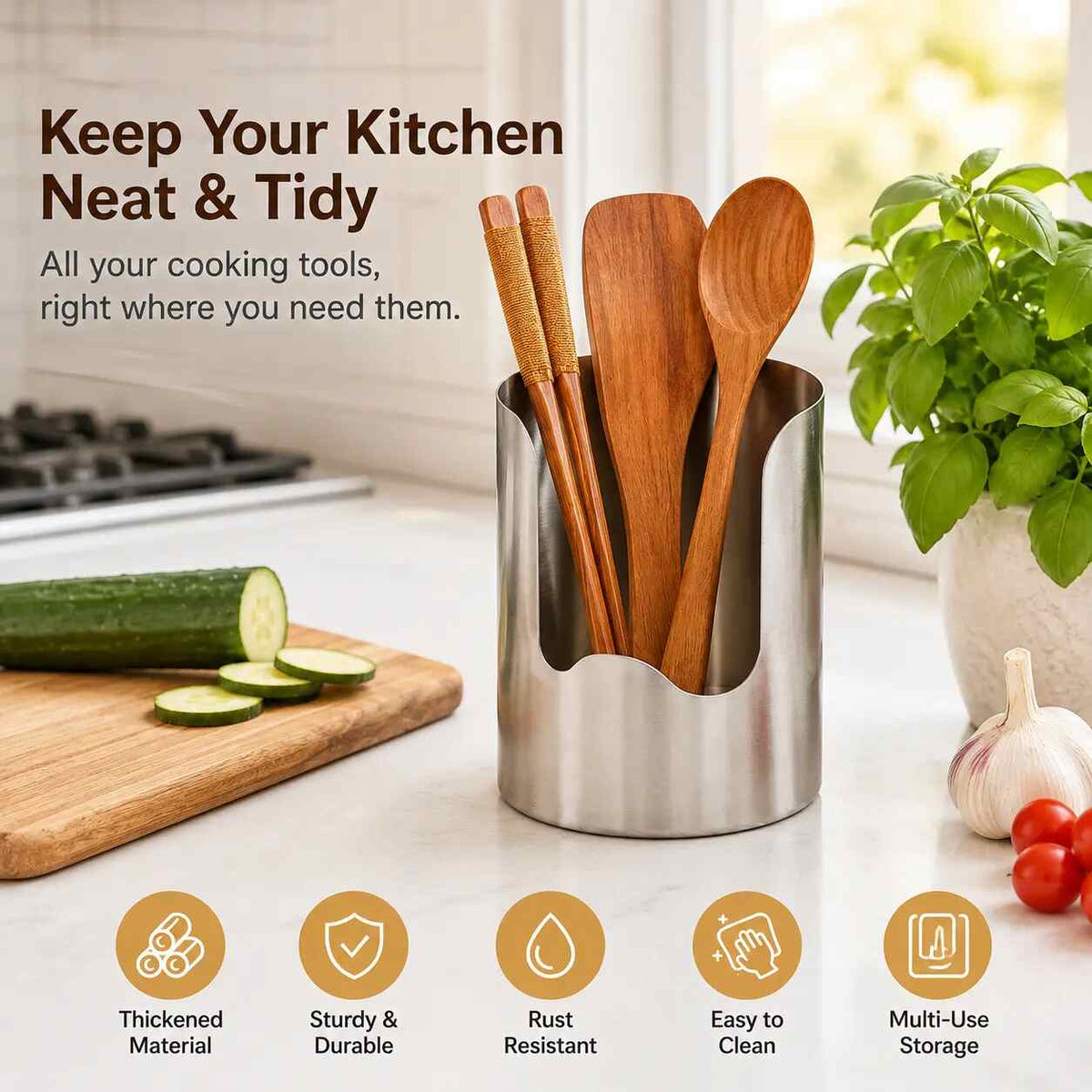 Thickened Stainless Steel Utensil Holder