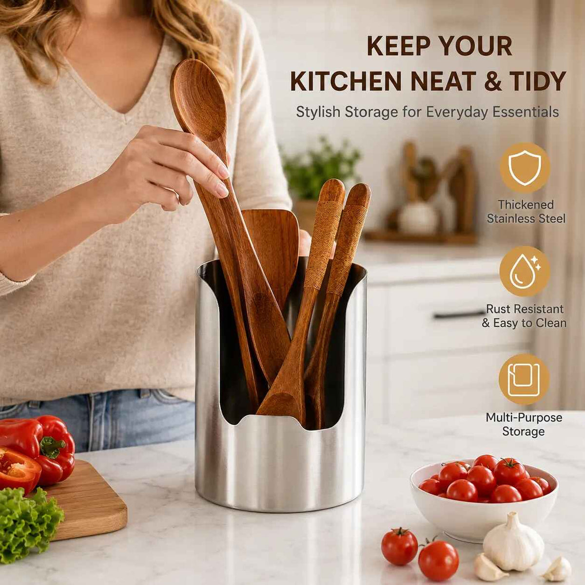 Thickened Stainless Steel Utensil Holder