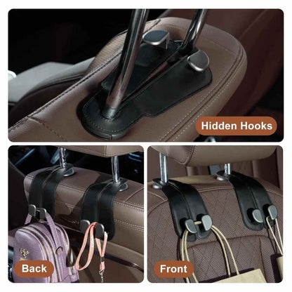 Double Metal Car Headrest Hooks 4-Pack