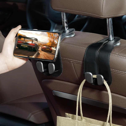 Double Metal Car Headrest Hooks 4-Pack