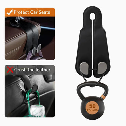 Double Metal Car Headrest Hooks 4-Pack