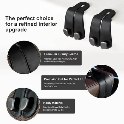 Double Metal Car Headrest Hooks 4-Pack