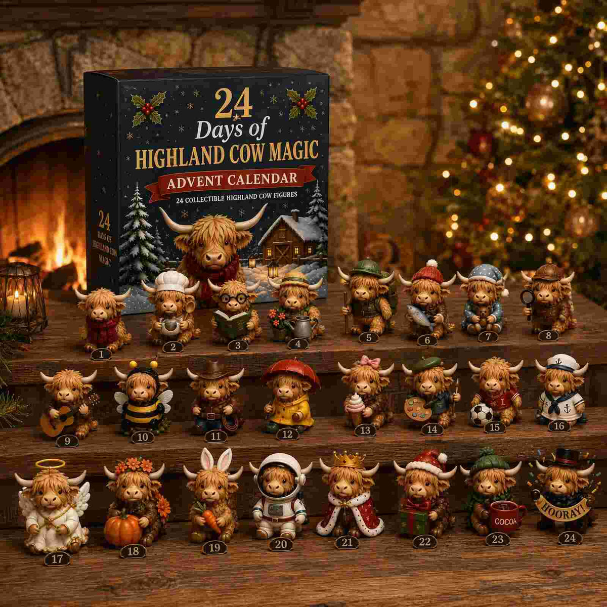 24-Day Highland Cow Christmas Advent Calendar