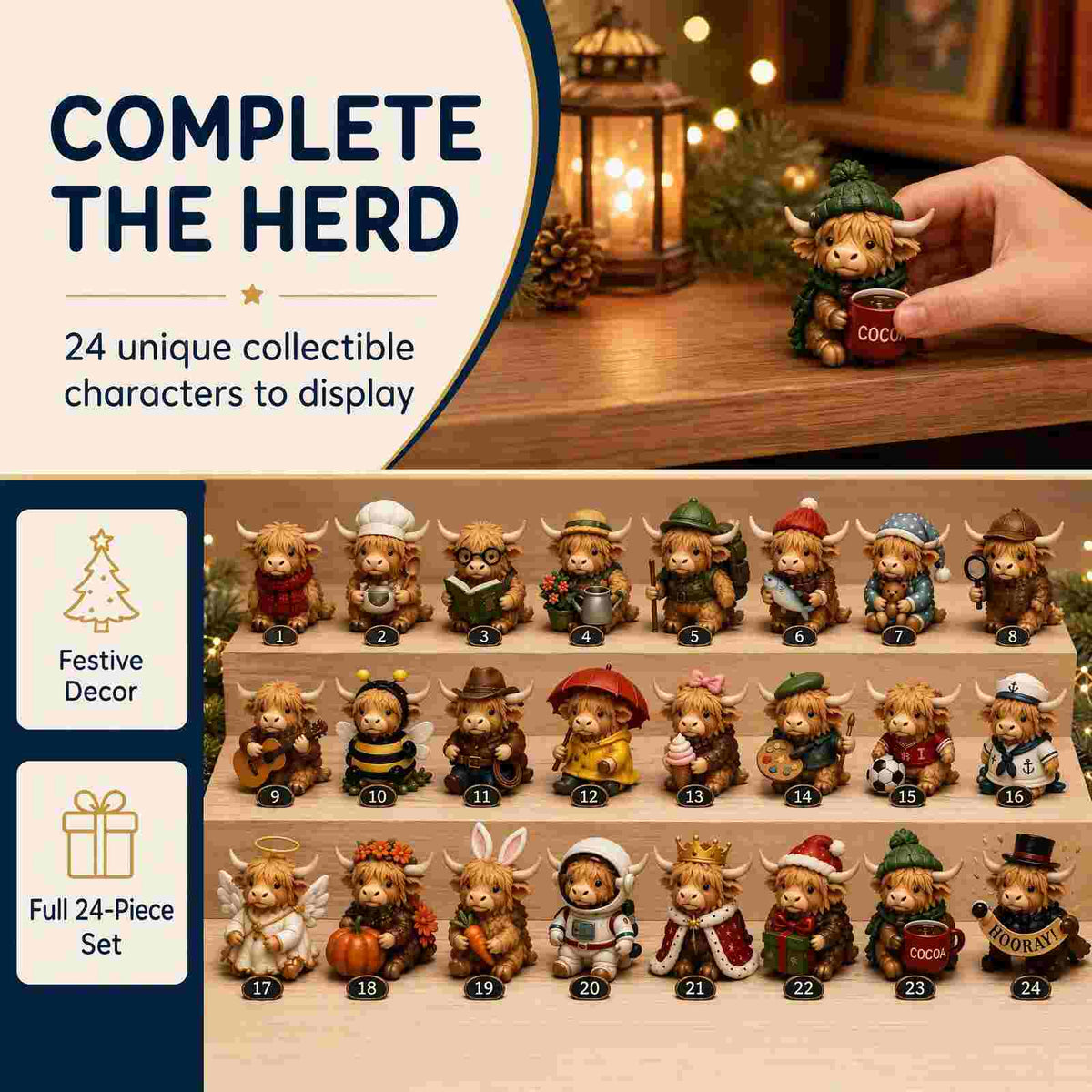 24-Day Highland Cow Christmas Advent Calendar