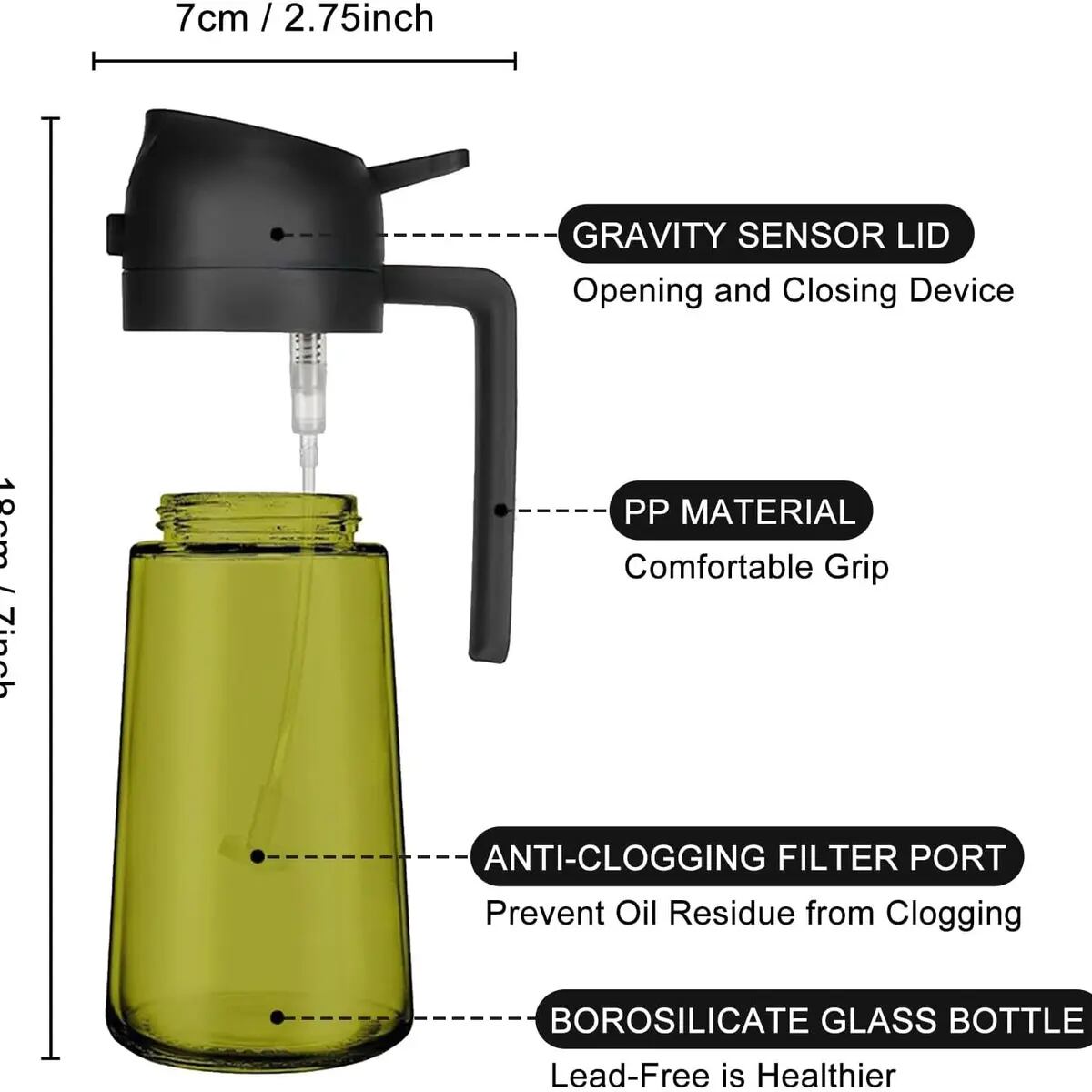 Dark Glass 2-in-1 Oil Sprayer Dispenser