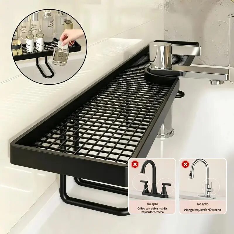 No-Drill Carbon Steel Bathroom Organizer